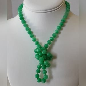 VTG JAPAN PEKING GLASS Simulated Jade Strand Necklace